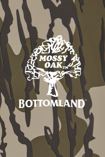 A Mossy Oak Bottomland camouflage print overlaid with the design's logo.
DAM # aaf12952