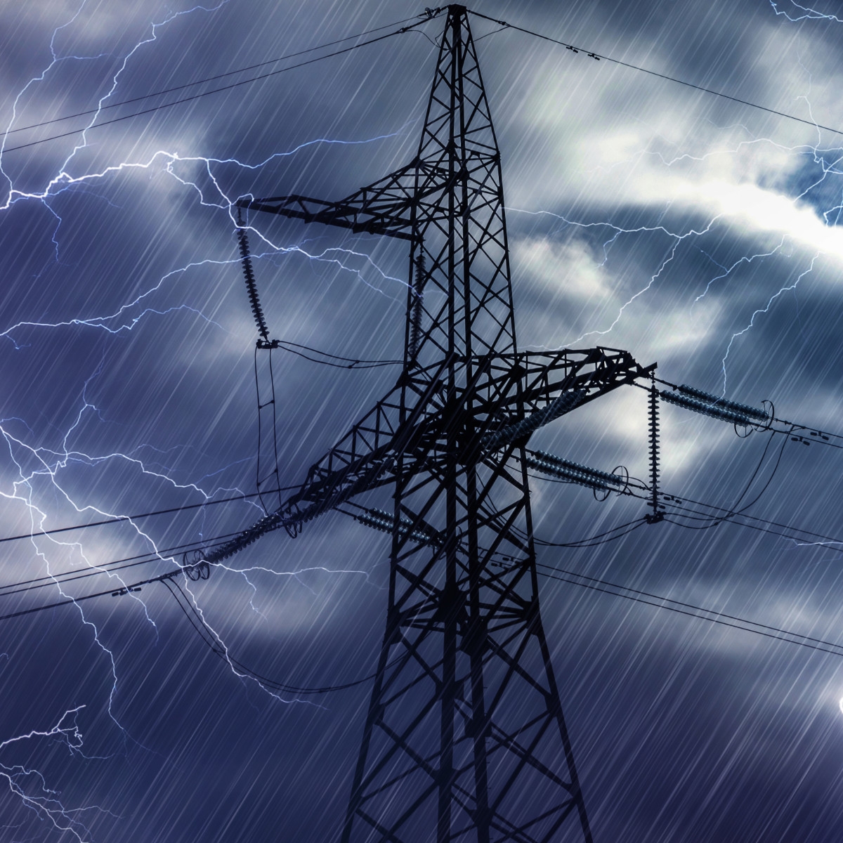 High voltage tower and lightning 
Article [9]: Public Safety Power Shutoff
Adobe Stock FILE #:  78606051 Powerplants
[Card Article [9] 1:1]